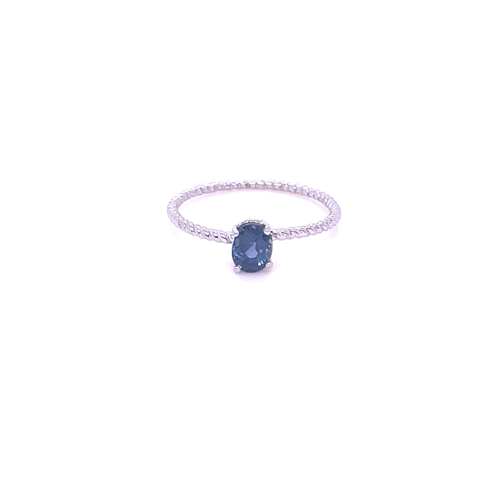 Nhẫn Vàng trắng 14k đính đá Sapphire